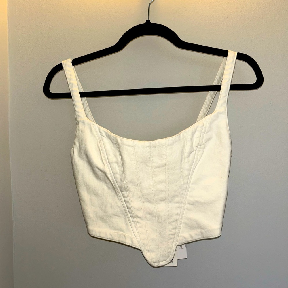White denim corset top